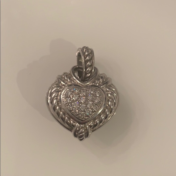 NEW Judith Ripka Sterling Silver Two Sided Pave/' Heart Charm Enhancer